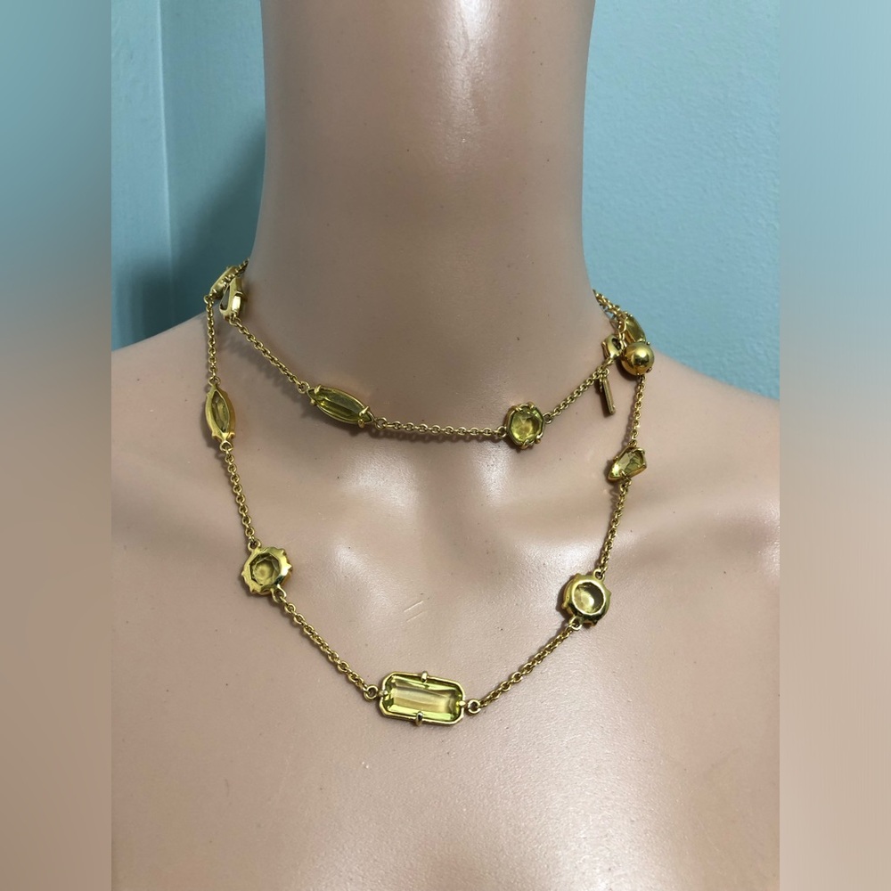Kate Spade New York Signature Spade Logo Cut Out Gold Plated 34” Necklace - Picture 2 of 9